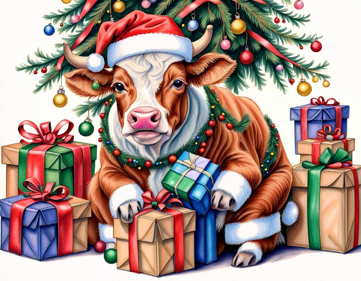 Santa Mini Cow Rings Christmas Bells