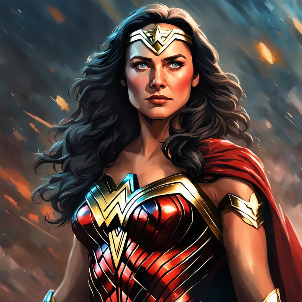 Wonder Woman Portrait in Hyperdetailed Digital Art Style