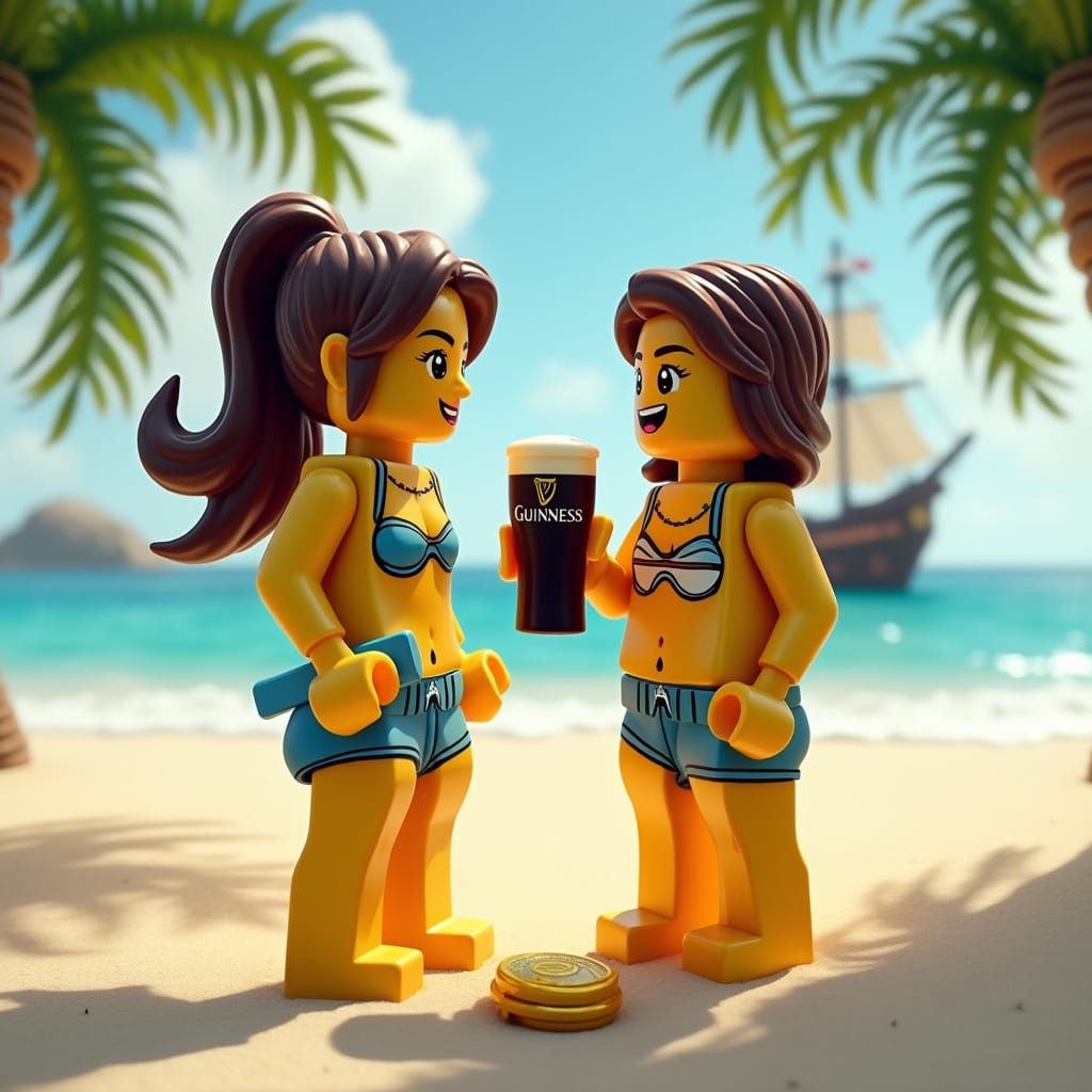 Lego Ladies Beach Getaway in Cartoon Style