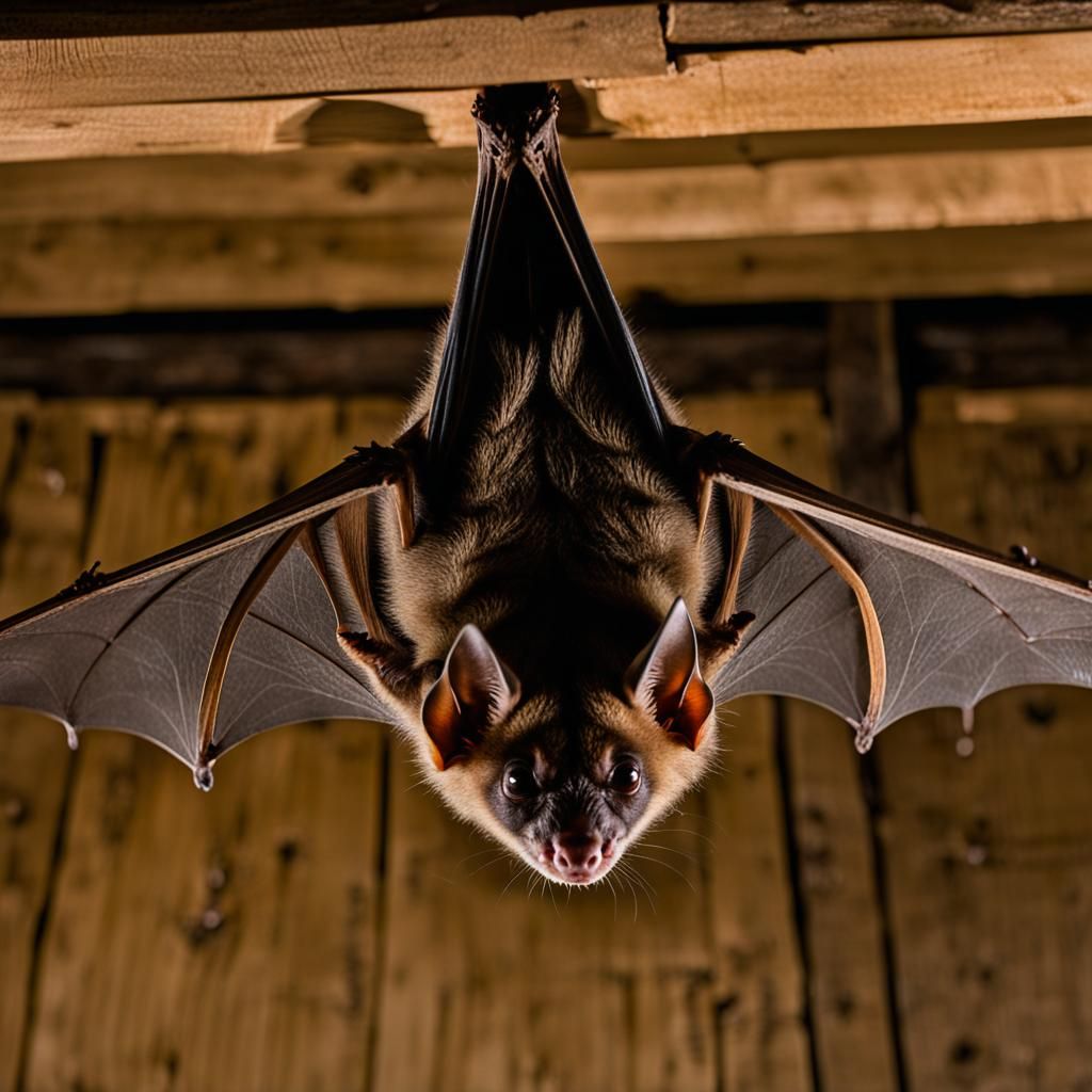 Bat Hanging Upside Down from Rafters