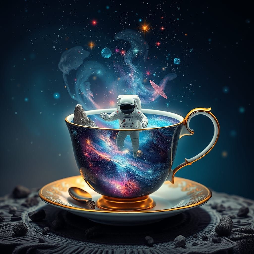 Magical Galaxy Teacup Featuring Astronaut