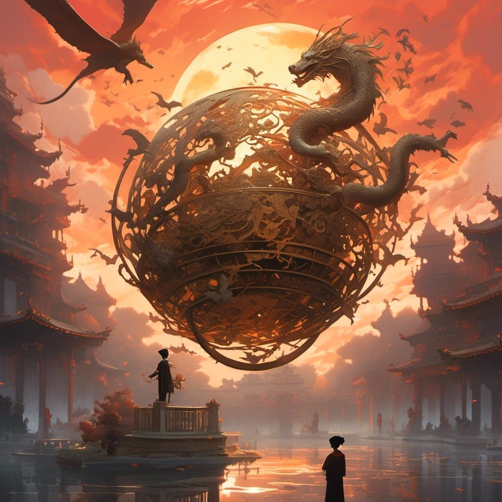 Brass Armillary Sphere Supported by Dragons