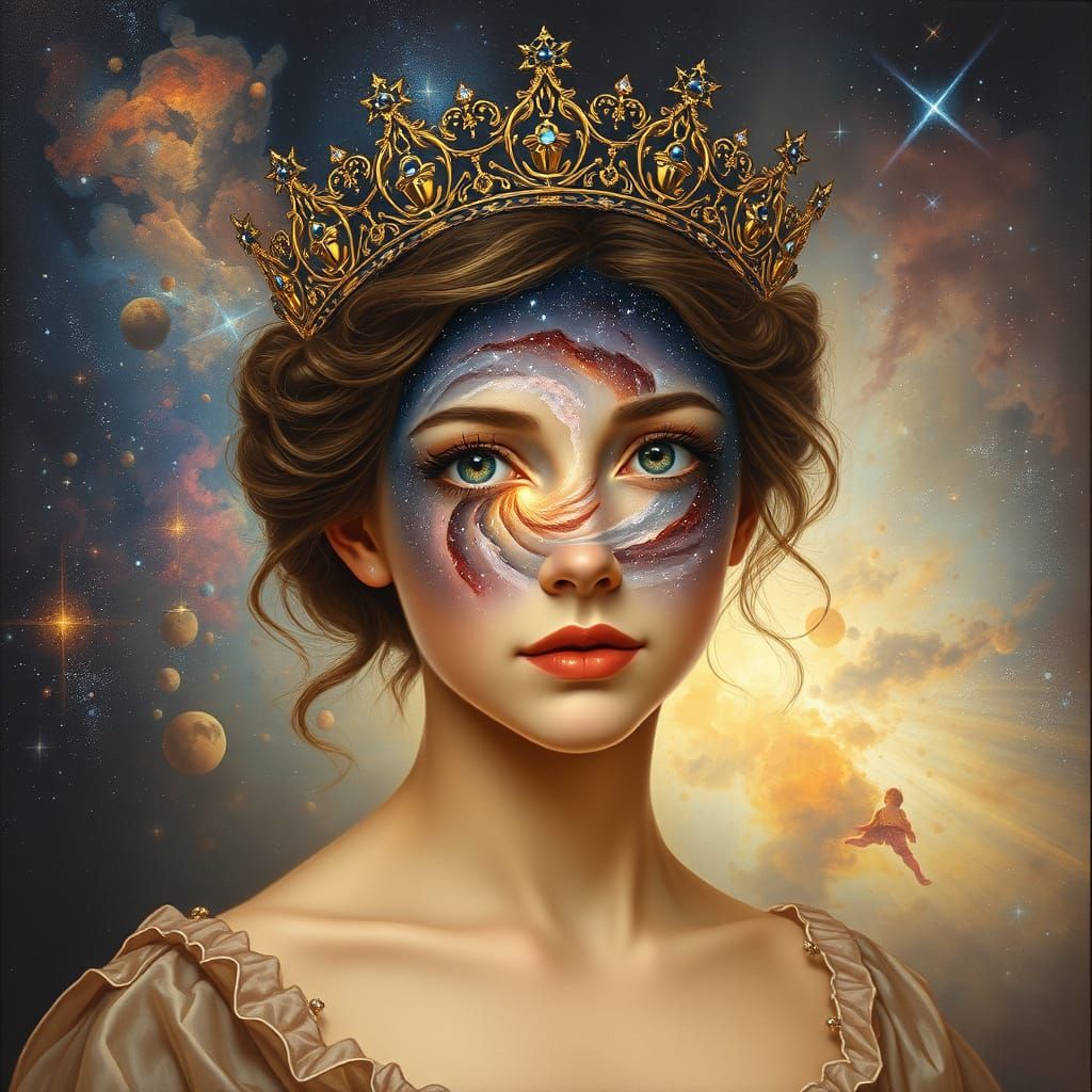 Galactic Starlight: A Renaissance-Inspired Cosmic Portrait