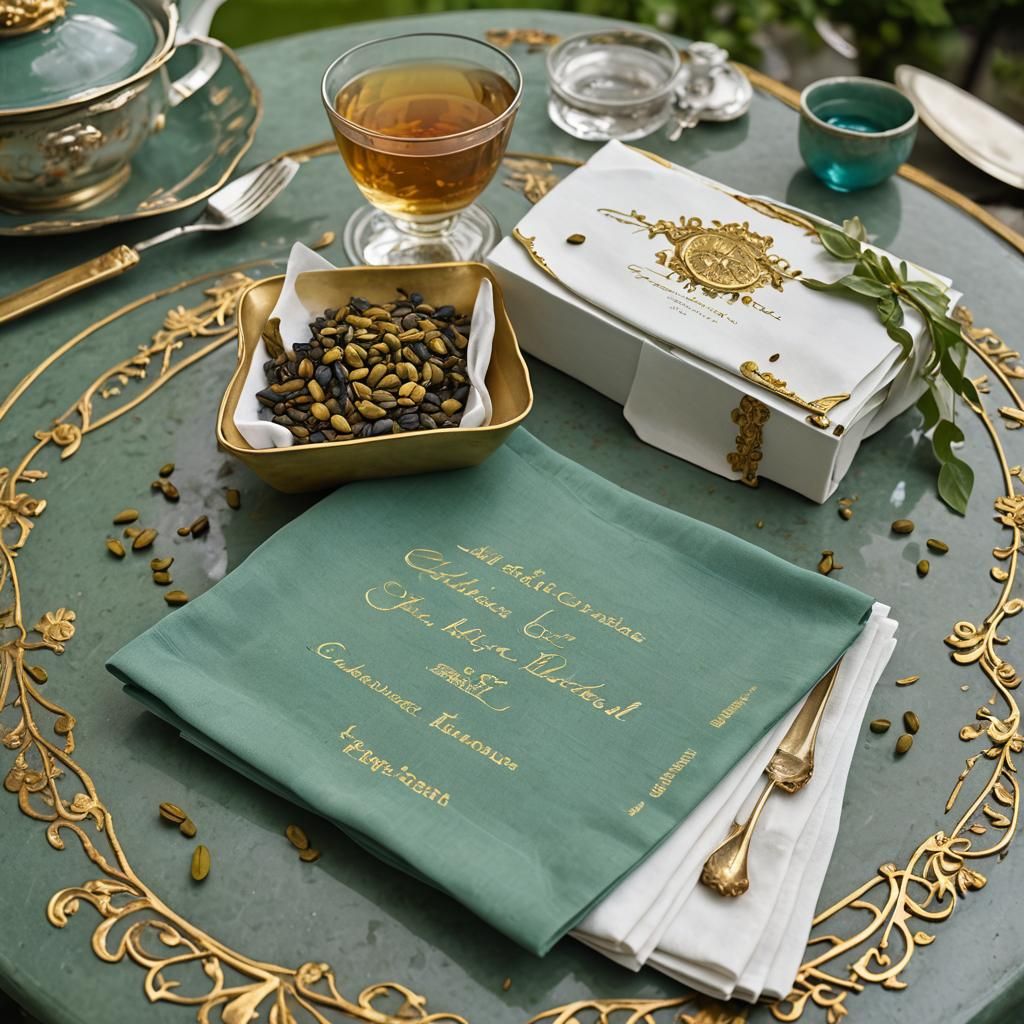 Elegant Napkins and Tea Seeds in English Teahouse