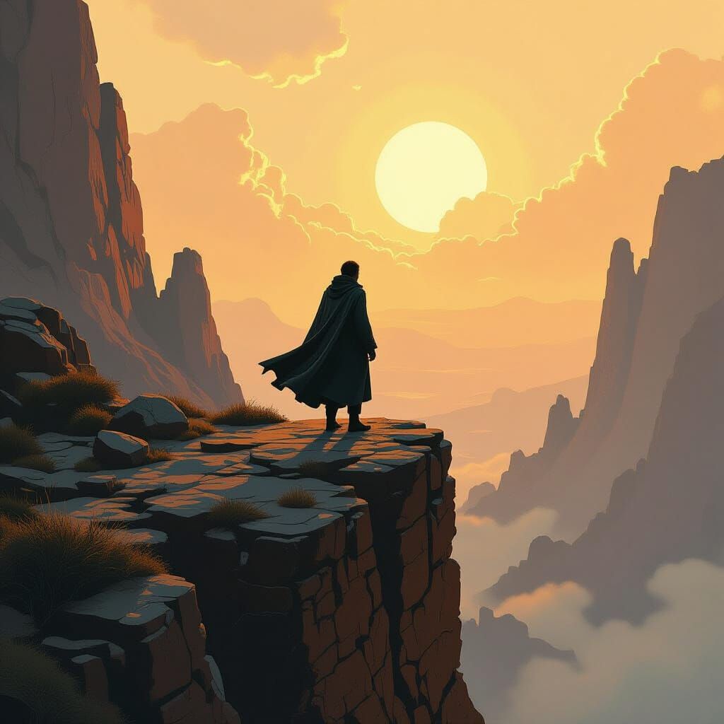 Mystical Landscape with Figure in Digital Painting Style