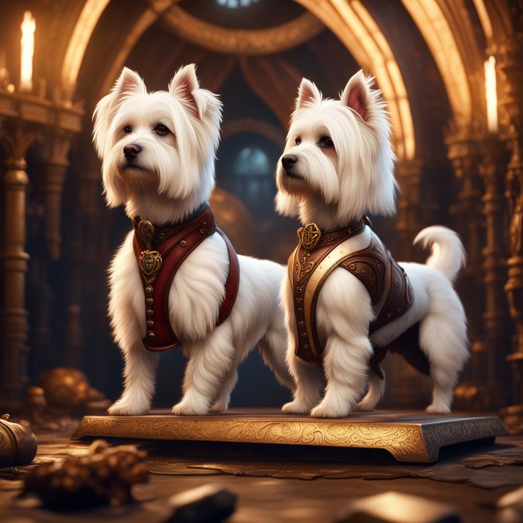 Two Cotton de Tulear Dogs in Detailed Digital Painting