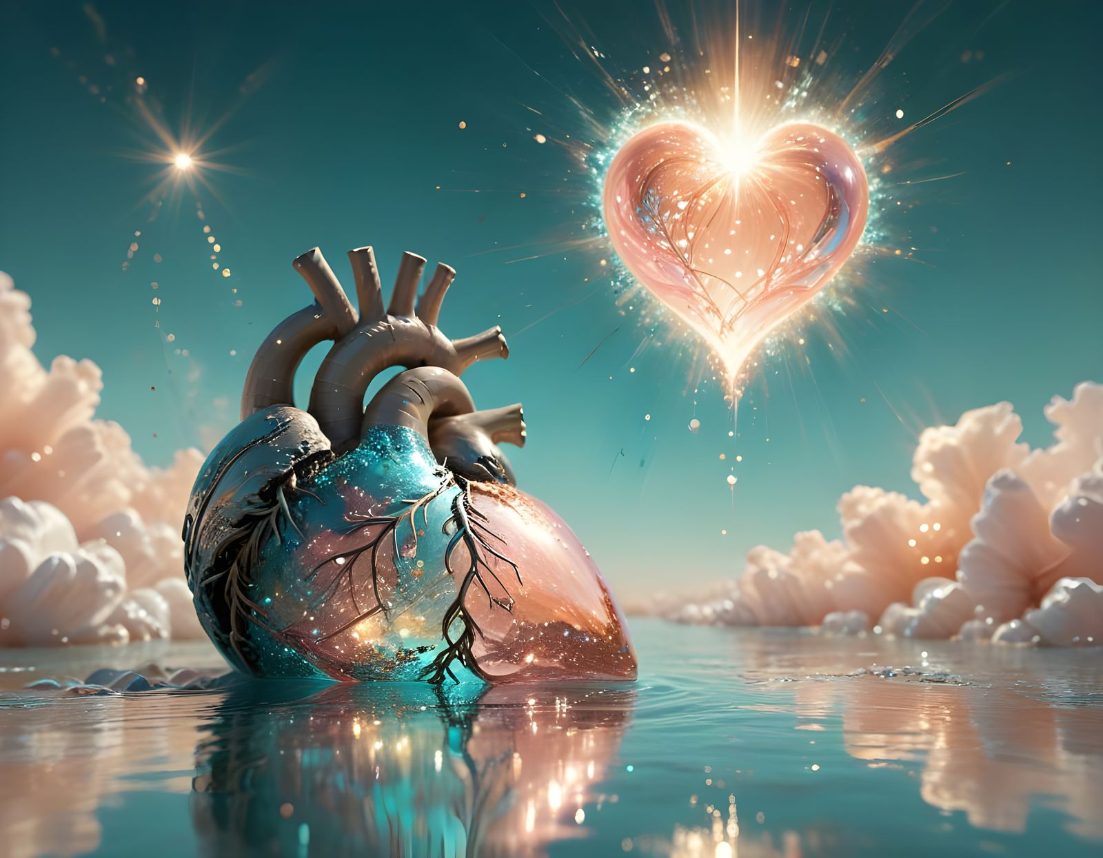 Victorian Heart Conjunction in Pastel Impasto Style