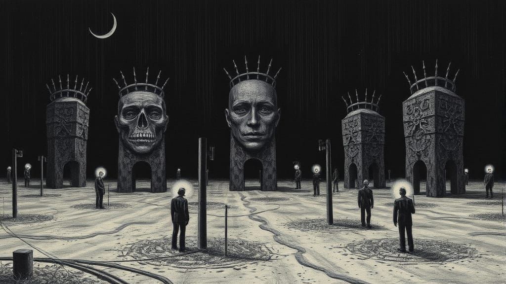 Cyberpunk Landscape with H.R. Giger's Biomechanical Elements