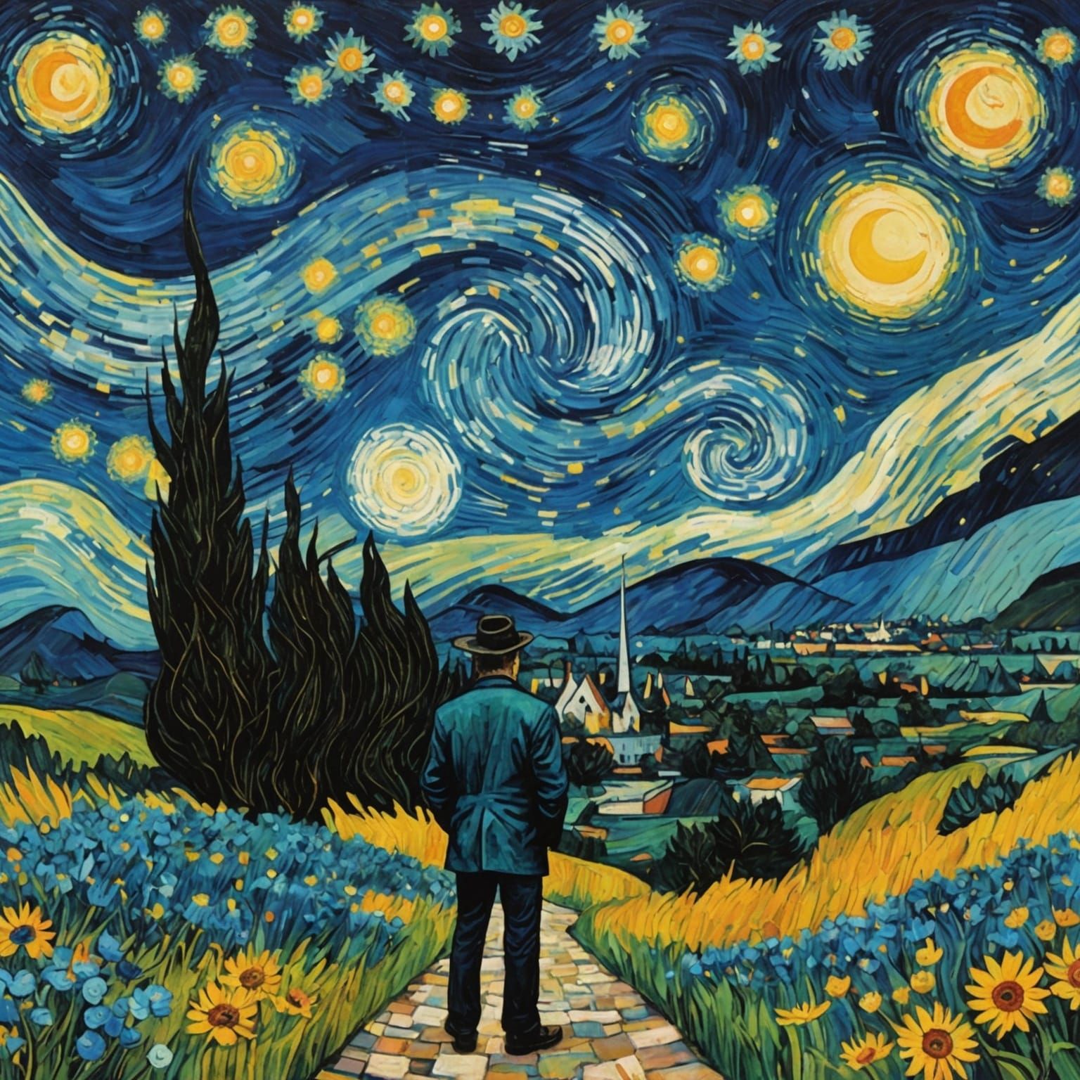 Cosmic Album Cover in Van Gogh Style