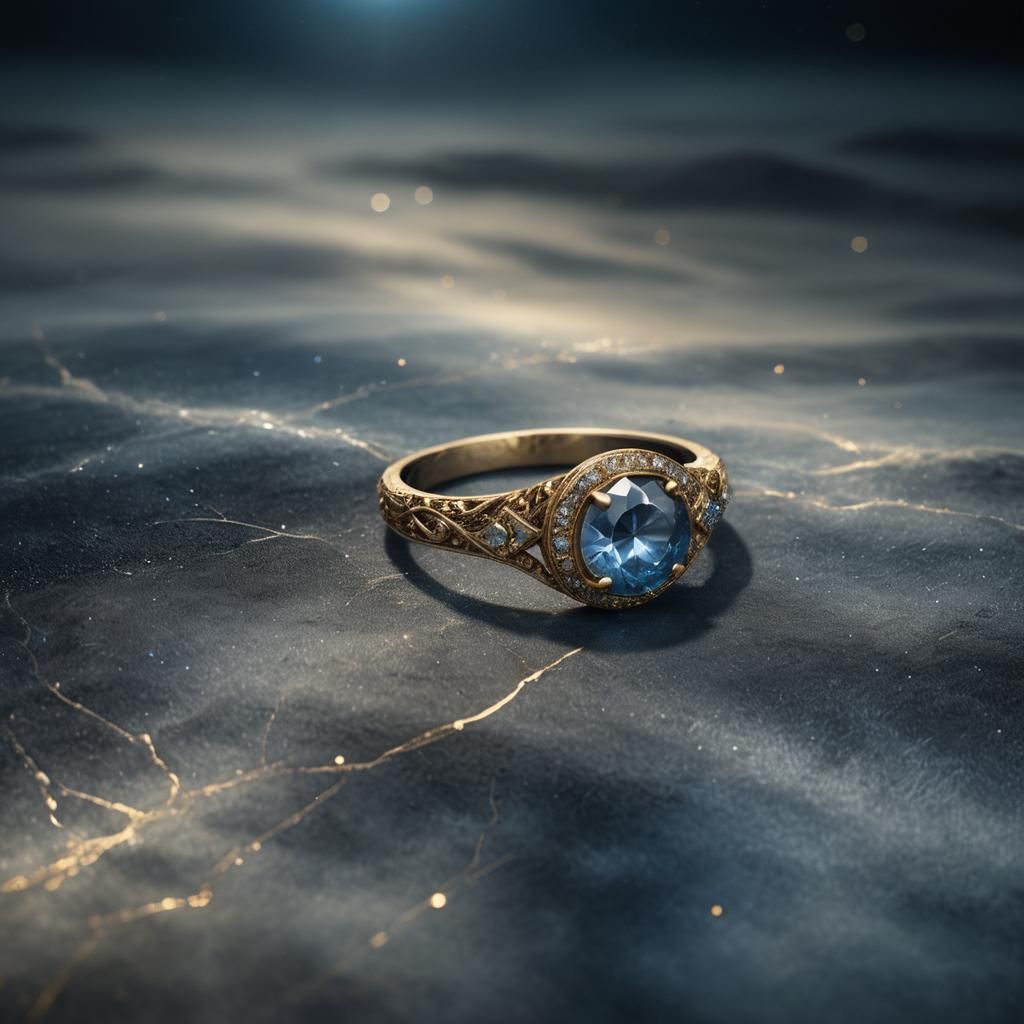 The Blue Moon Diamond Ring in Rembrandt Lighting