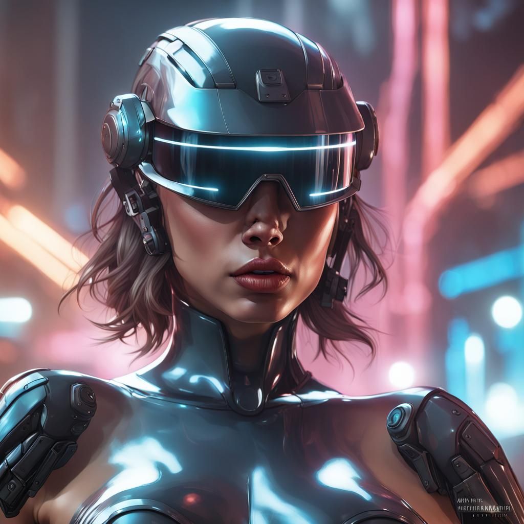 RoboCop Woman Portrait in Digital Art Style
