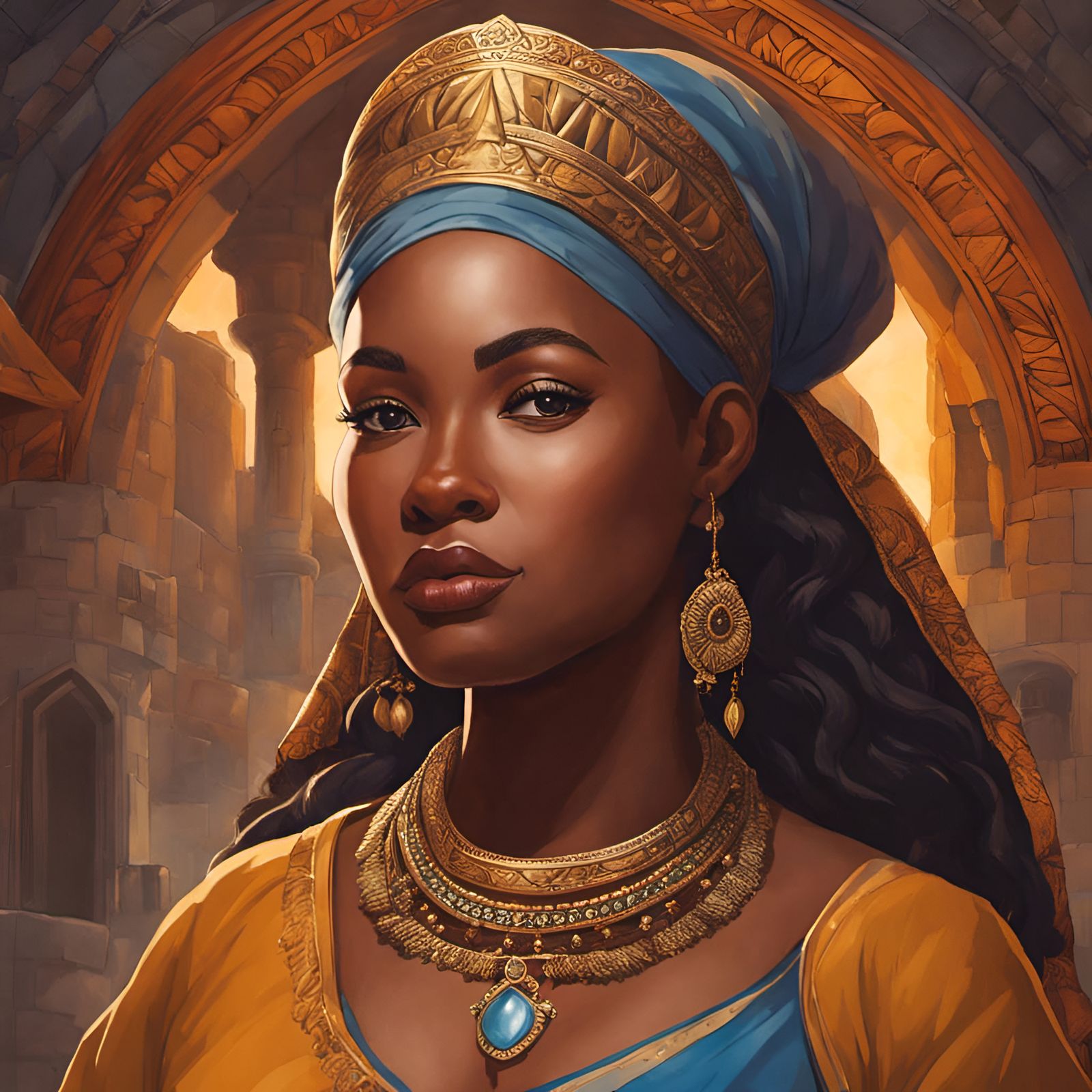 Medieval Herbalist Portrait in Watercolor Style