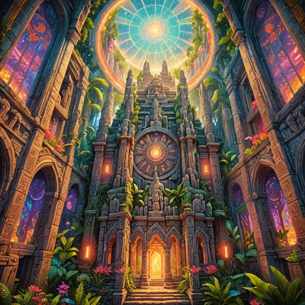 Cosmic Astral Temple with Intricate Carvings