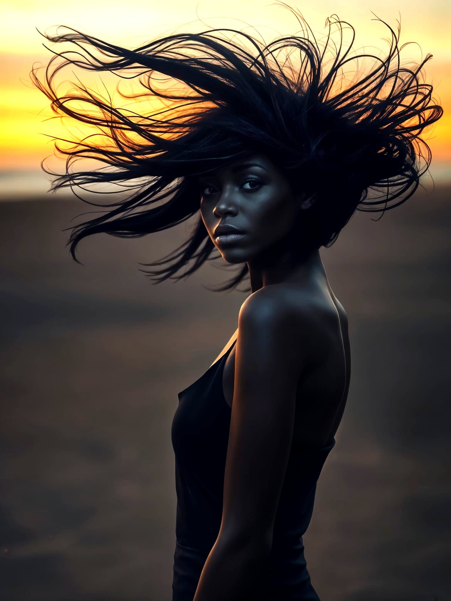 Ethereal Portrait on Black Sand Beach