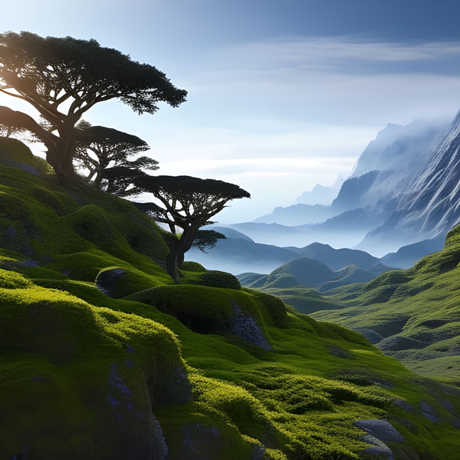 Lush Nature Scene for Wall Art in Detailed Matte Painting