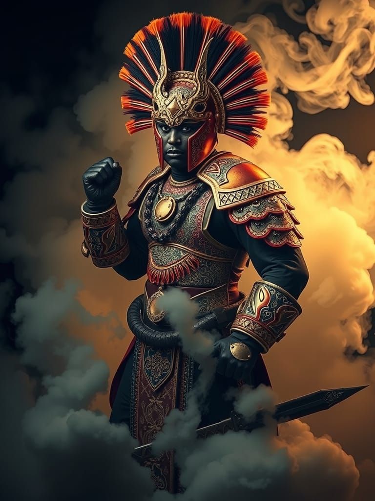 Steam-Punk Warrior in Zulu-Inspired Armor