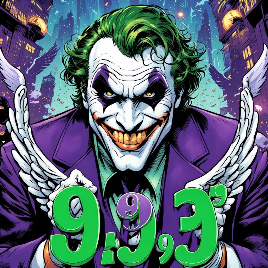 Angelic 999 with Joker Smile in Comic Art Style