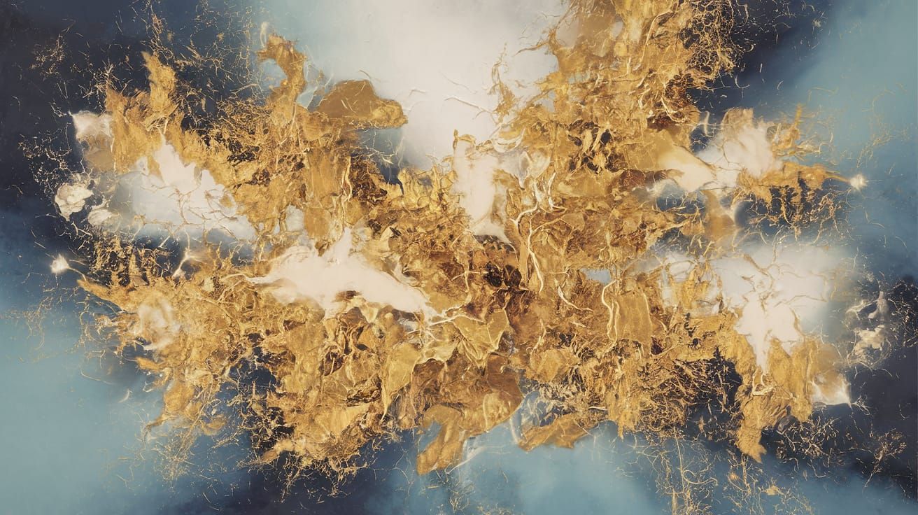 Abstract Art in Vibrant Ultramarine and Gold