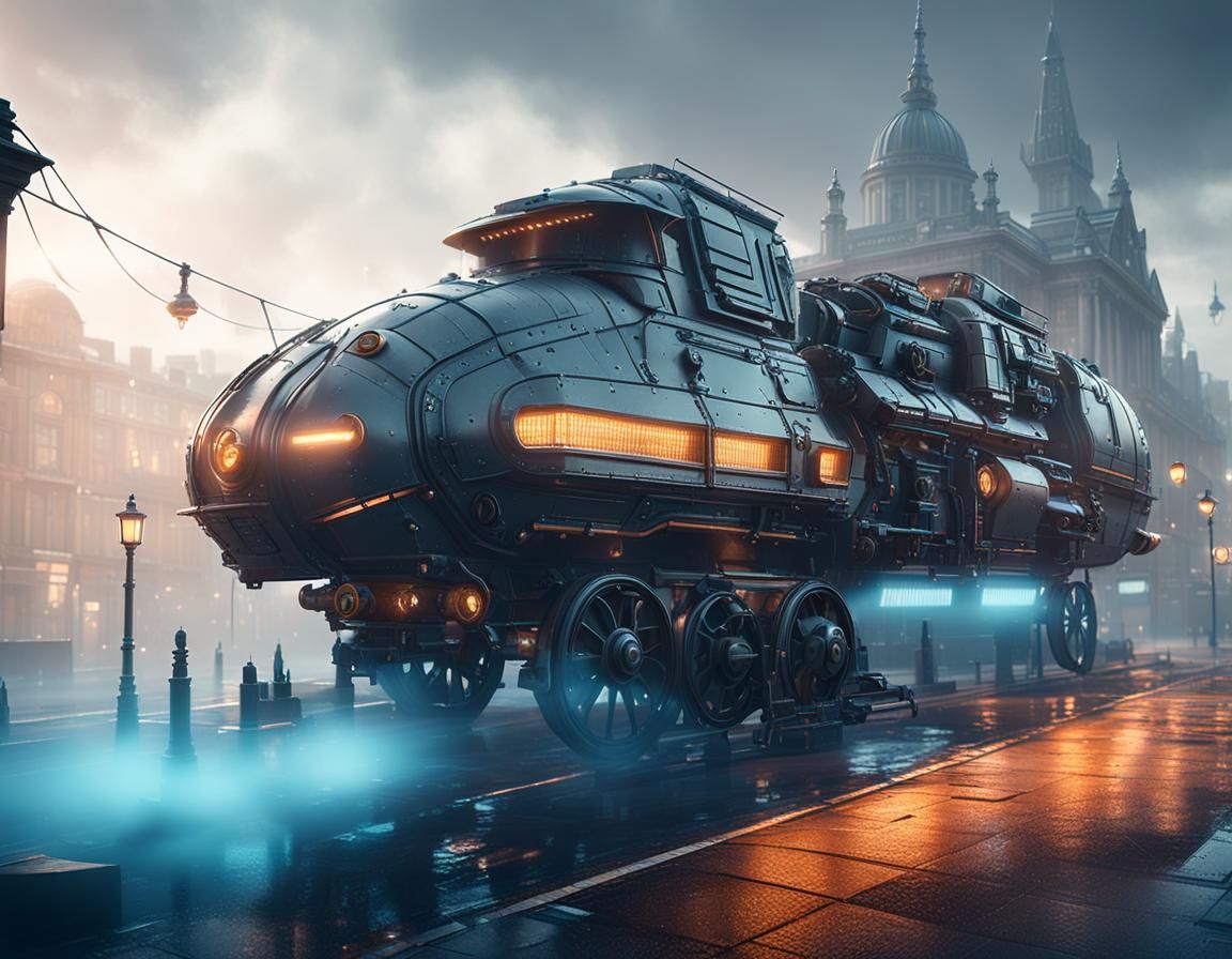 Misty London Street in the 1880s: Sci-Fi Mech Details
