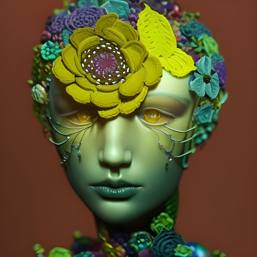 Hyperdetailed 3D Glass Flowers with Tapestry Background