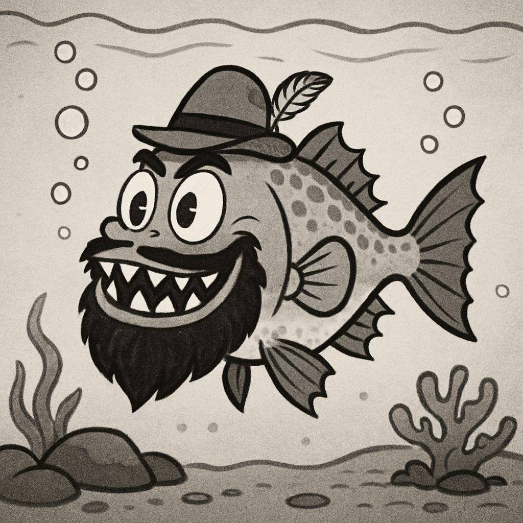 Bavarian Piranha in 1930s Cartoon Style