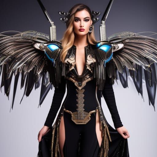 Futuristic Steampunk Model in Cyberpunk Fashion