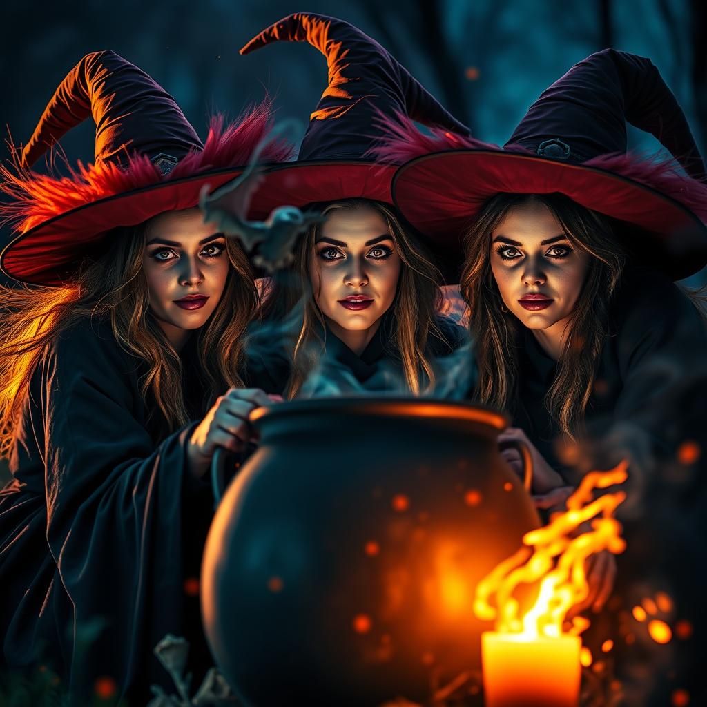 Witches' Cauldron: Hyperrealistic Digital Illustration