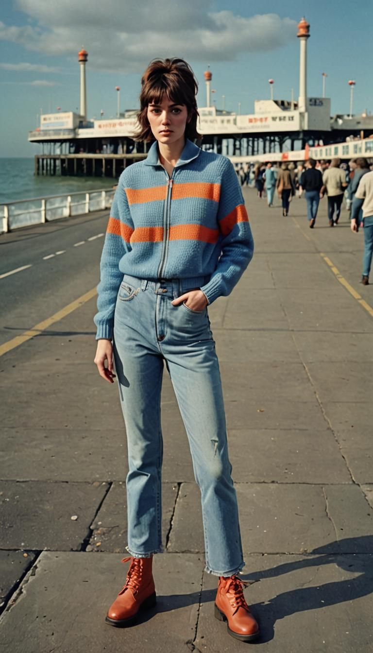 Retro Mod Girl Portrait in 70s Style