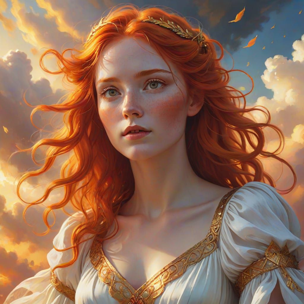 Ethereal Woman in Golden Light as Fantasy Art