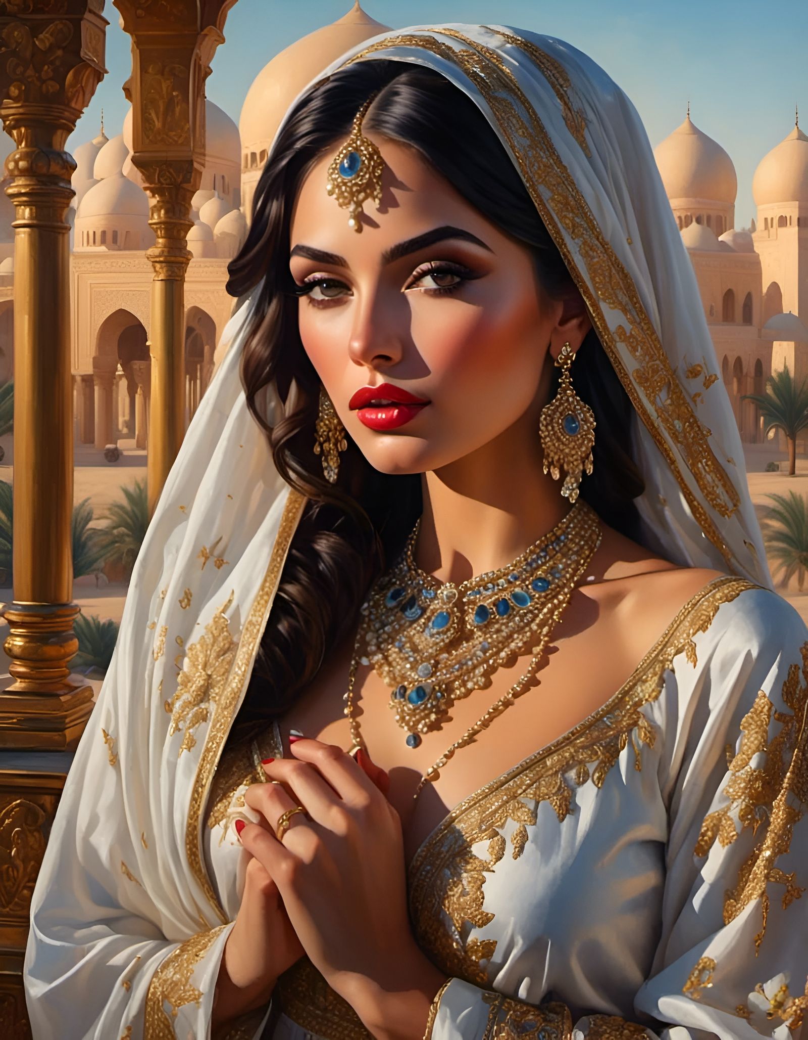 Beautiful Arabian Woman Portrait in Traditional Dress