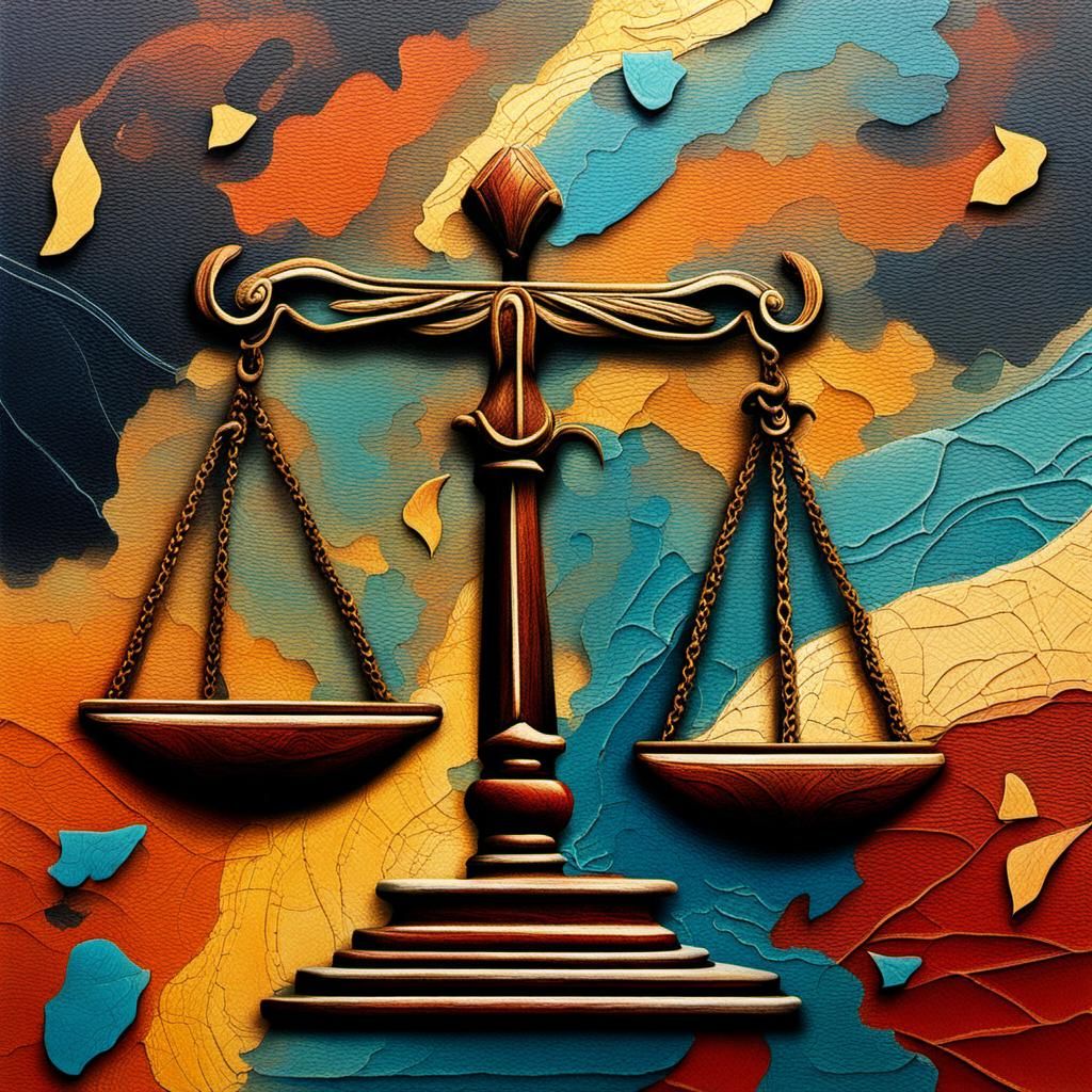 Abstract Scales of Justice in Complementary Colors