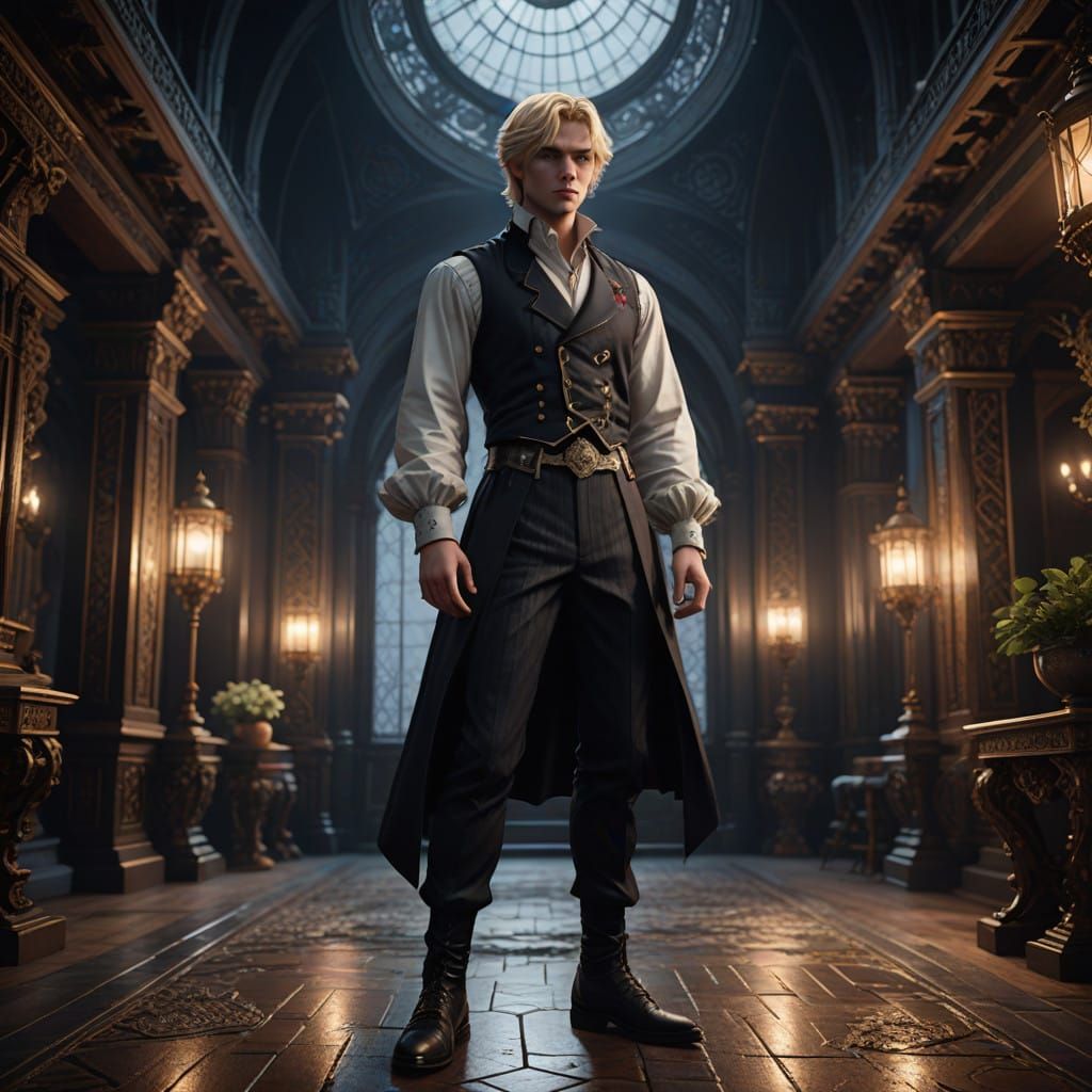 Ethereal Young Vampire Basks in Moonlit Glory