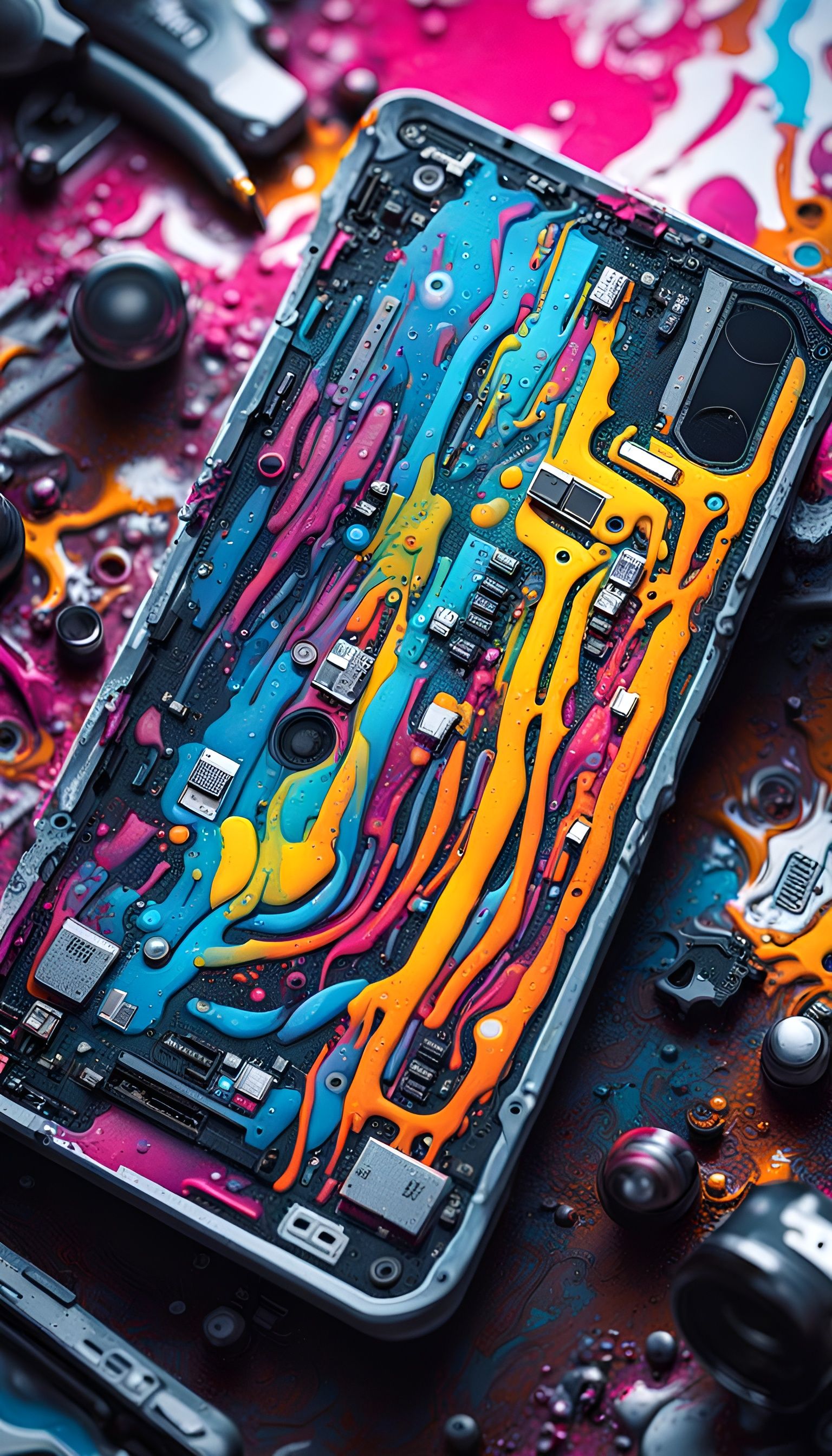 Motherboard Smartphone in Graffiti Art Style