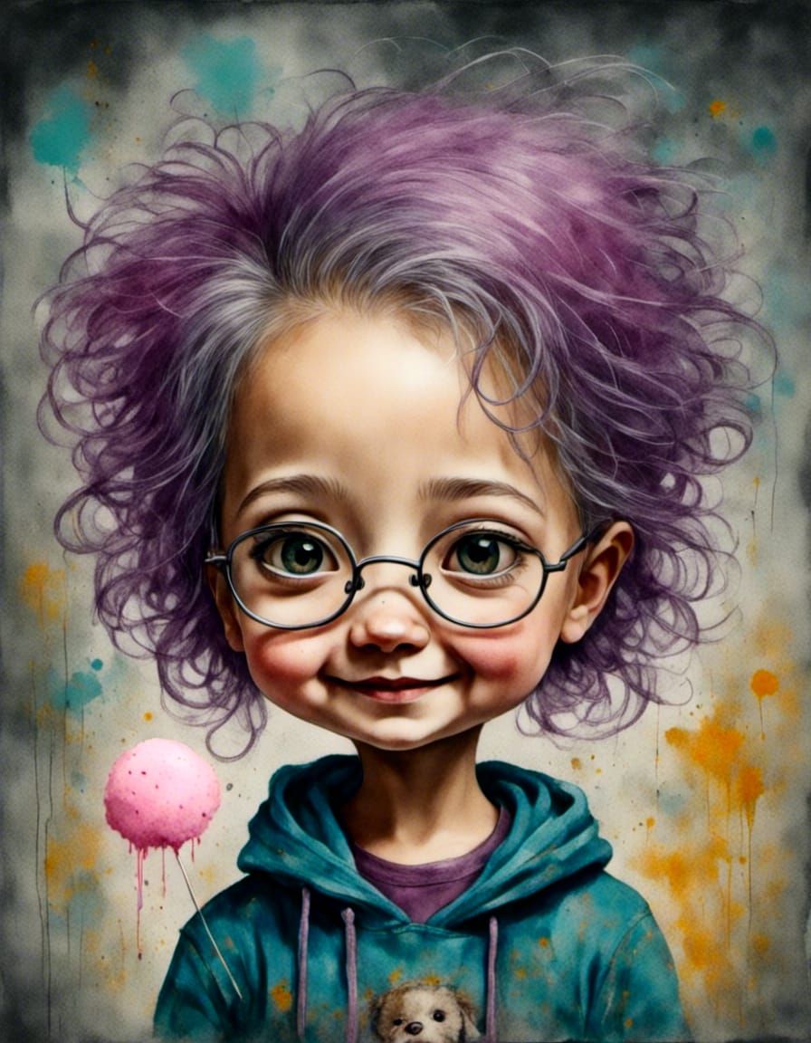 Chibified Woman with Cotton Candy Hair