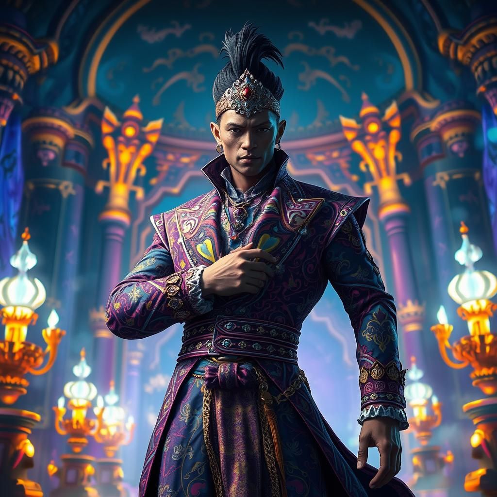 Charismatic Rizz Master in Fantasy Landscape