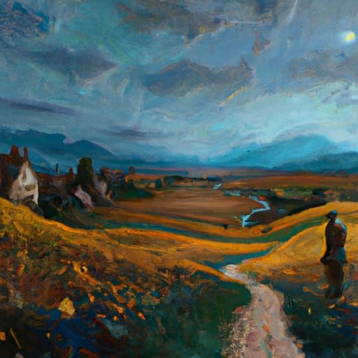 Fantastical Painting in Van Gogh Style, Detailed and Colorfu...