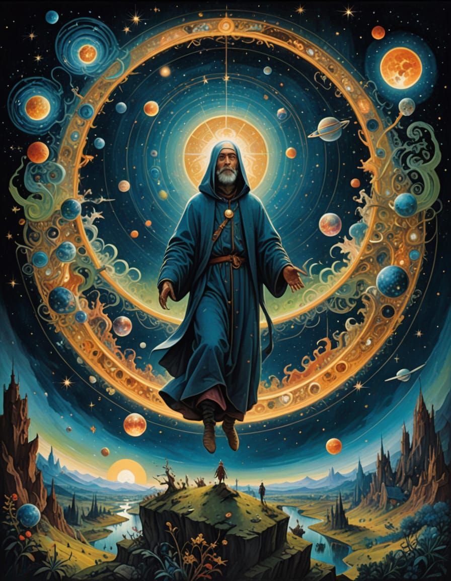 Cosmic Swirling Vistas in Vibrant Gouache Style