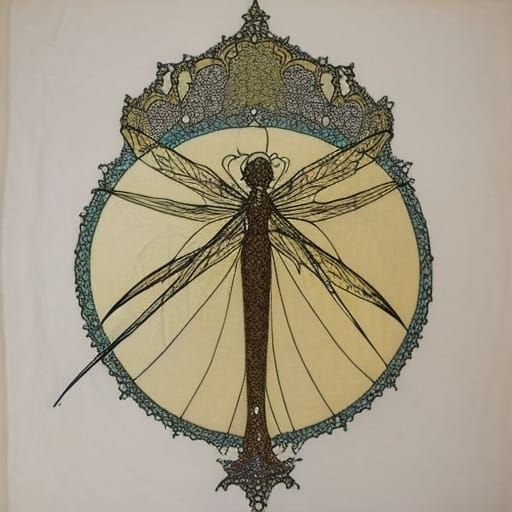 Fairy in Glass Tube with Bubbles, Art Nouveau Style