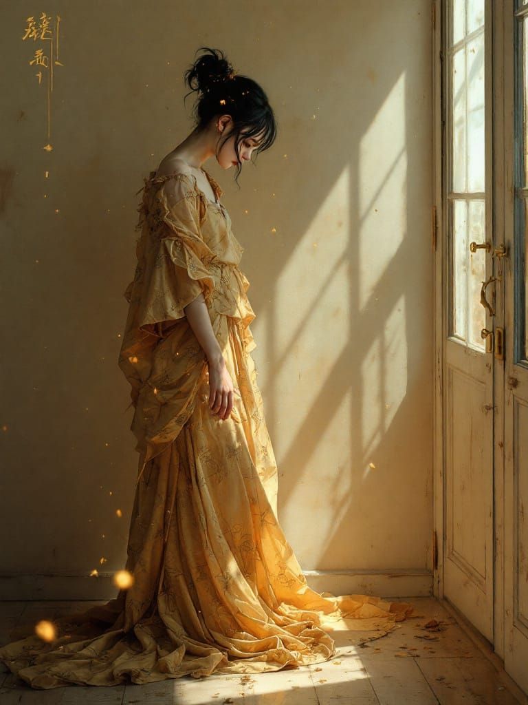 Golden Detailed Matte Painting in Bizarre Magical Realism