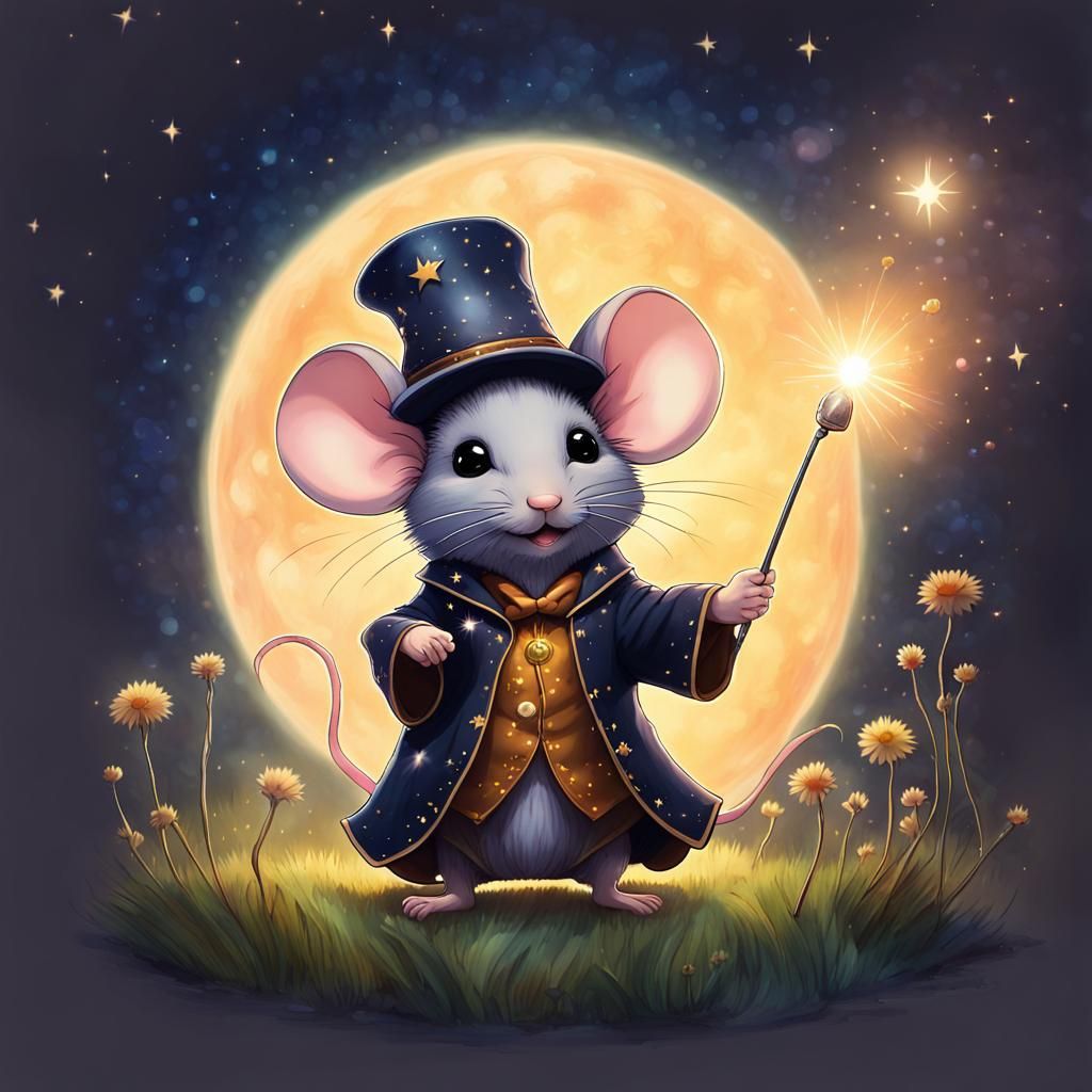 Chibi Mouse Magician Performs Cosmic Magic Trick