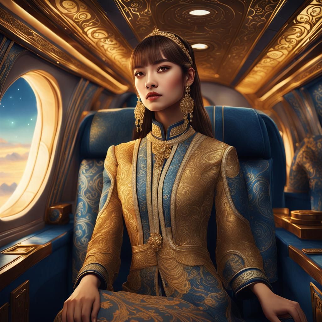 Lalisa Manoban in Luxurious Aircraft: Fantasy Concept Art