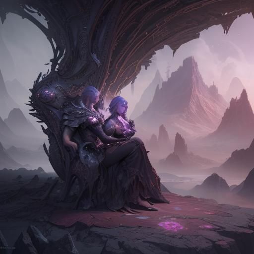 Platinum Heart: Detailed Matte Painting in Deep Color
