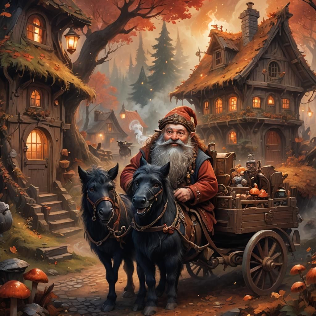 Smiling Dwarf in Mushroom Forest, Fantasy Portrait