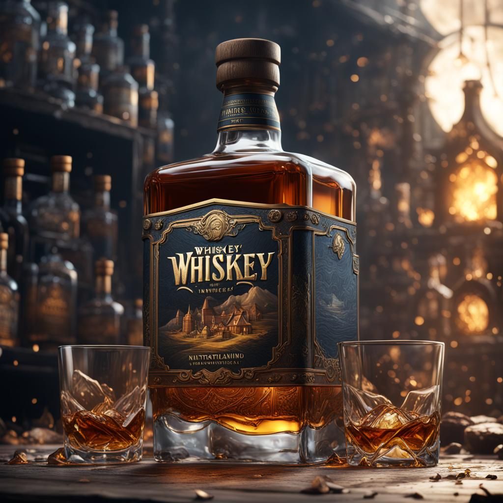 Fantastical Whiskey Still Life in Detailed Matte Painting