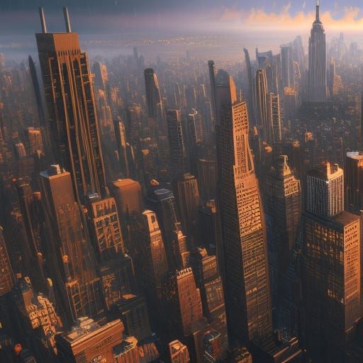 Fantastical Deep Color New York City Painting