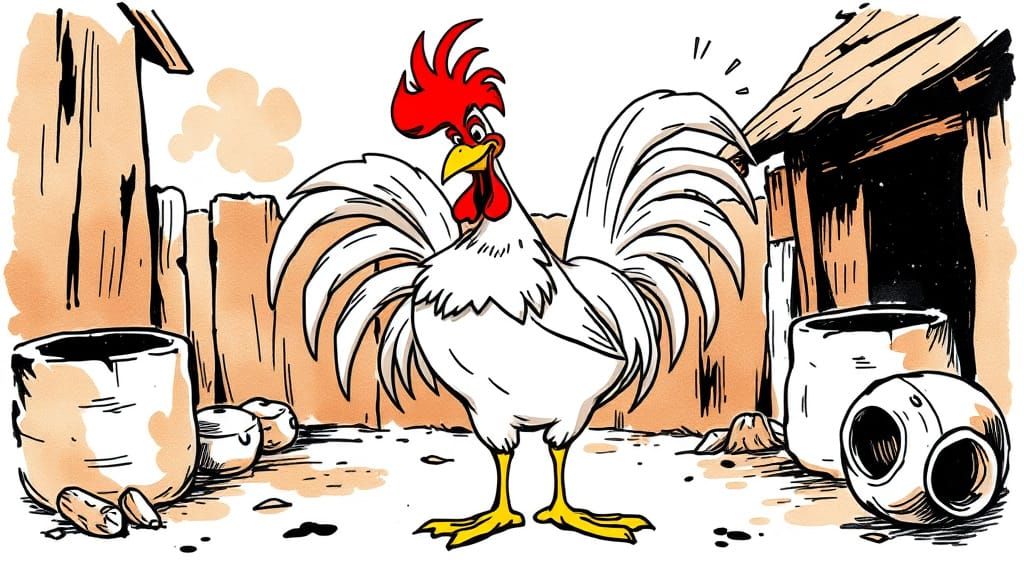 Vintage Cartoon Character Foghorn Leghorn Struts in Bold Ink