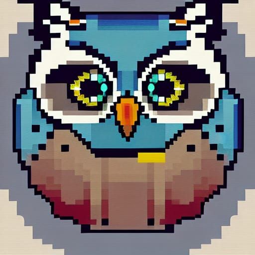 Cute Pixel Art Owl Portrait