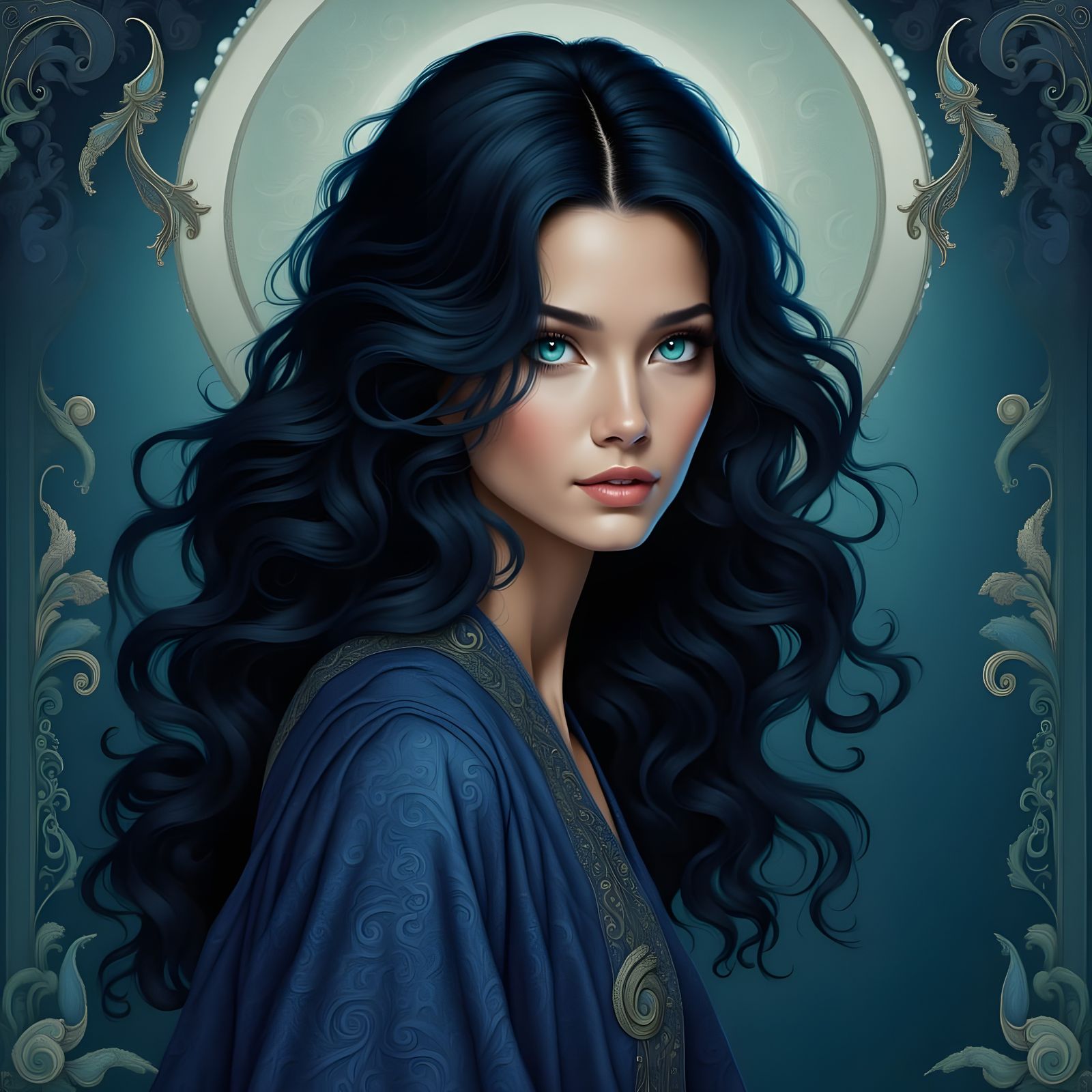 Norse Goddess in Paisley Portrait