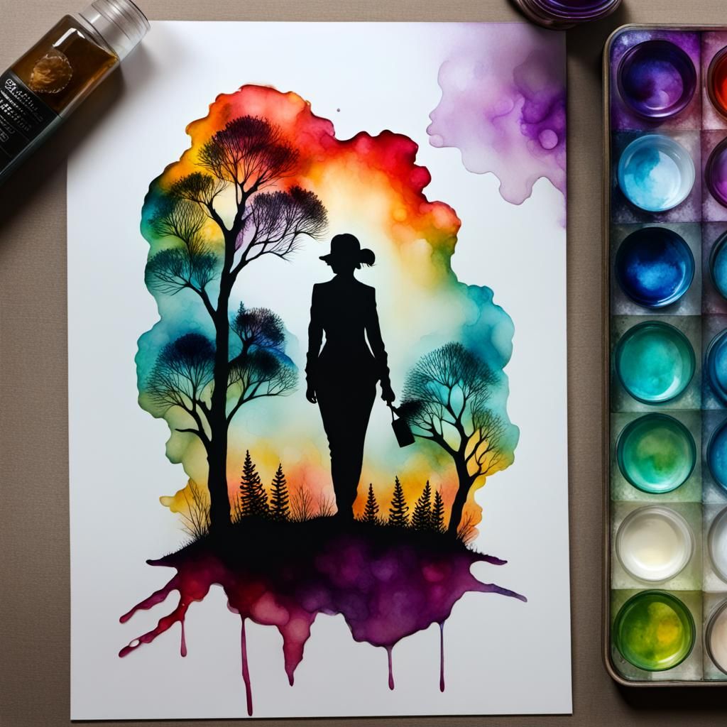 Abstract Silhouette Created with Alcohol Ink