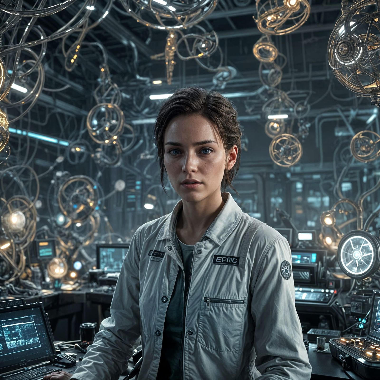 Futuristic Job in High Tech Lab, 3D Rendered